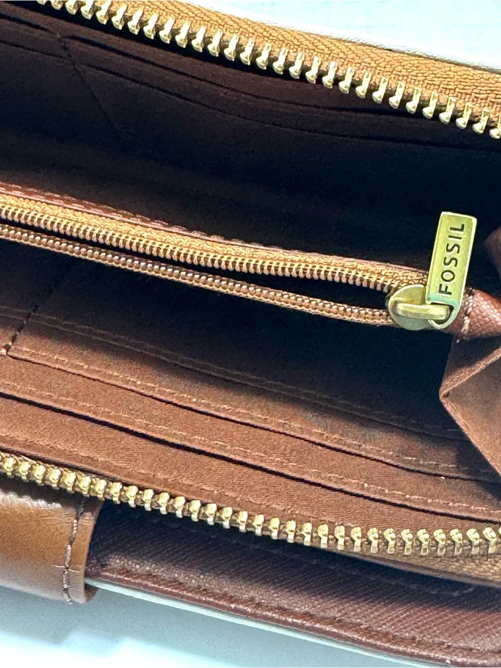 Fossil Madison Multicolor Heart-Pattern Zip Clutch, Leather Snap Tab & Strap